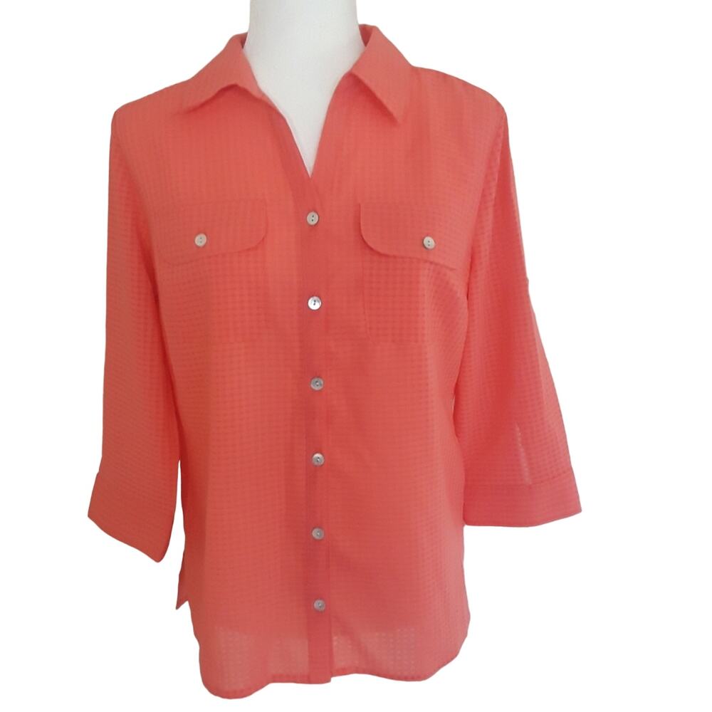 Notations 3/4 Sleeve Button Up Top